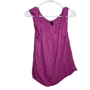Ann Taylor Blouse Women's Medium Round Neck Purple Sleeveless Tank Top